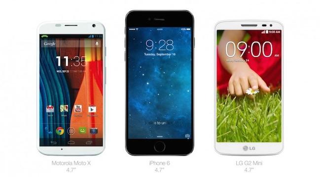 iPhone 6 Comparativa VS Motorola Moto X y LG G2 Mini