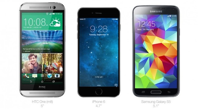 iPhone 6 vs HTC One y Samsung Galaxy S5