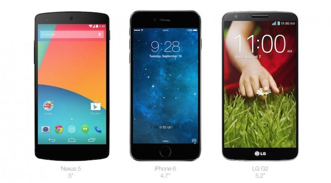 iPhone 6 Comparativa Nexus 5 y LG G2